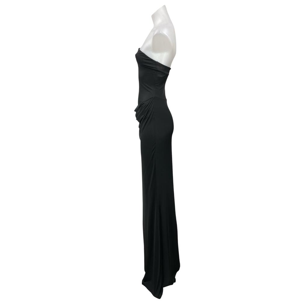 NEW Meshki Black Strapless Bandeau Tube Drape Sheath Prom Maxi Dress Size S - Picture 2 of 4